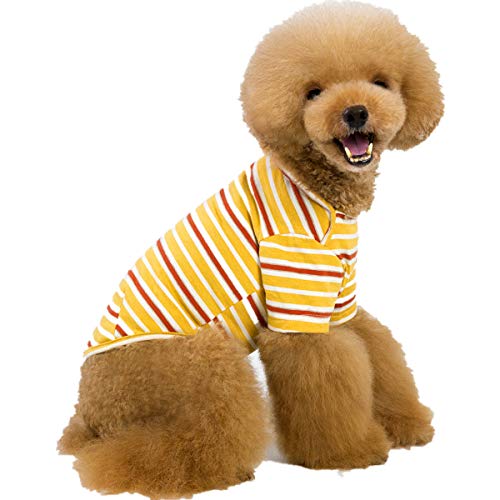 Berocia Ropa de Perro Camisetas para Perros Disfraz de Perro de Verano Cachorros Mascota Algodón Transpirable para Perros Grandes, medianos y pequeños (S, Amarillo)