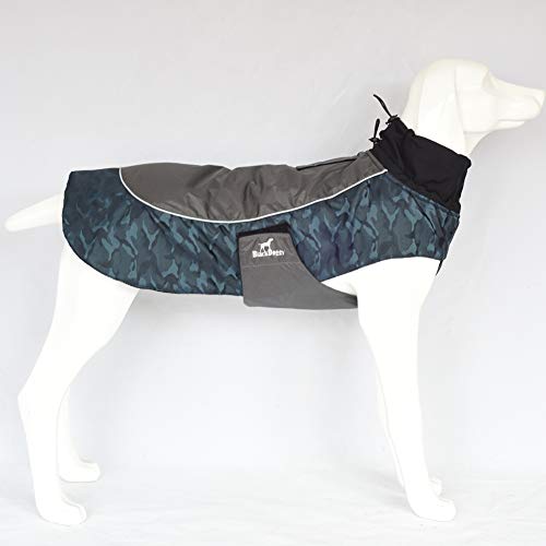 BLACKDOGGY - Abrigo Impermeable para Perros con Ribete Reflectante y Ranura para Correa para Clima frío, otoño/Invierno