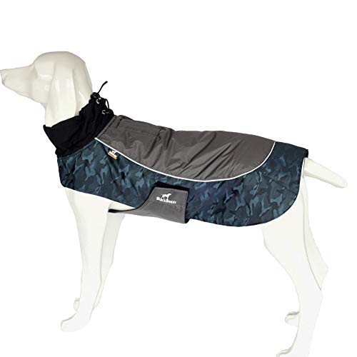 BLACKDOGGY - Abrigo Impermeable para Perros con Ribete Reflectante y Ranura para Correa para Clima frío, otoño/Invierno