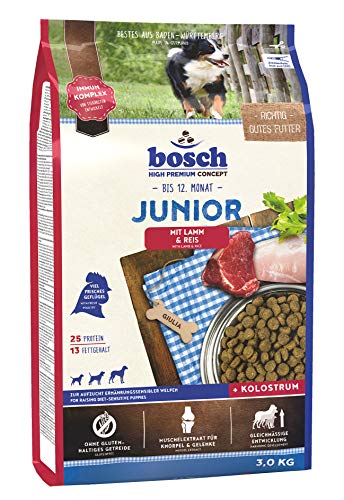 Bosch HPC Junior con cordero y arroz | Alimento seco para perros para criar cachorros nutricionalmente sensibles, 1 x 3 kg