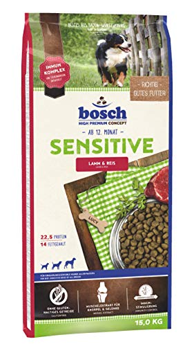 bosch HPC Sensitive |Cordero y Arroz | Comida seca para perros nutricionalmente sensibles de todas las razas | 15 kg