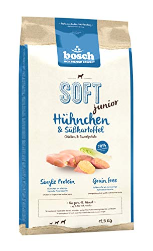 bosch HPC SOFT junior| Pollo y Batata | Comida semihúmeda (18 % humedad residual) para perros jóvenes de todas las razas | Sin cereales | 12,5 kg