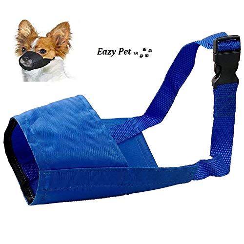 Bozal Whippet para perro, tamaño mediano, color azul, transpirable, anti ladridos de nailon, cómodo, ligero, de liberación rápida