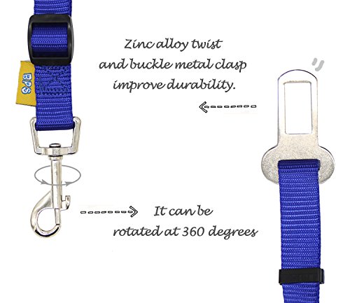 BPS(R) 2x Cinturón de Seguridad de Coche  Ajustable para Perro Safety Belt para Cachorro Gato Gata Mascotas Animales BPS-2750 (2.0 x 90/120cm). BPS-2750*2