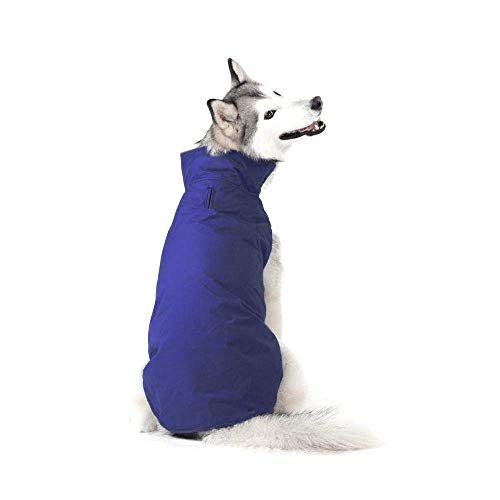 Bwiv Abrigos para Perros de Invierno Chaqueta para Perros Impermeable Forrado de Polar con Apertura para Correa (6XL, Azul Oscuro)