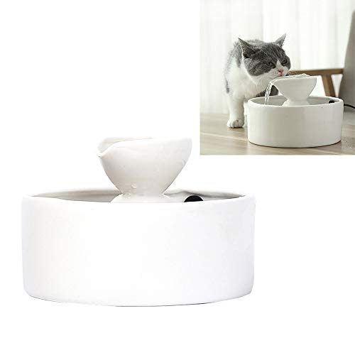 BZZBZZ Fuente de cerámica para Mascotas de 360 ° Bebedero automático silencioso para Perros y Gatos de Gran Capacidad con 1 Esponja Nano y 6 algodones de Filtro para la decoración del hogar