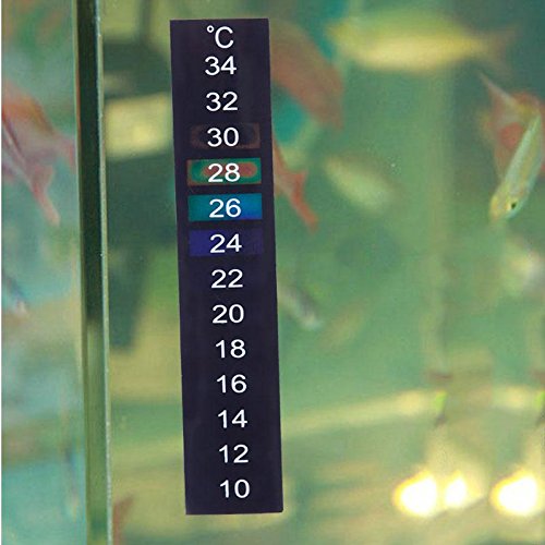 Calistouk Etiqueta engomada del termómetro de la temperatura del tanque de pescados del acuario de la escala dual pegajosa