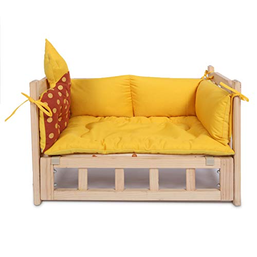 Cama para Perros, Cama Perros Mascotas de Madera con colchón, sofá Cama Comfort Plush - Tamaños Disponibles (Tamaño : XL 90×55×42cm)