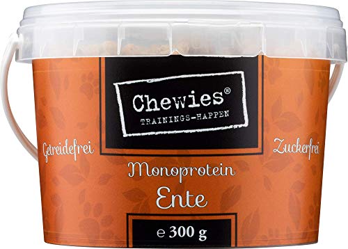 Chewies – Escudo de Entrenamiento de Pato – Monoproteína Snack para Perros – 300 g – sin Cereales & sin azúcar – Suave para Entrenamiento de Perros – hipoalergénico