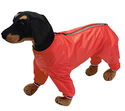 Chubasquero para perro, chaqueta de nieve, cremallera en la espalda, mono impermeable con agujero para el cuello y tira reflectante