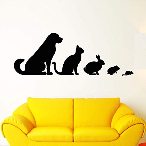 clínica animal Aplique de pared de vinilo veterinaria mascota perro gato conejo hámster pegatina casa de mascotas zoológico decoración pared sticke otro color 158x57cm