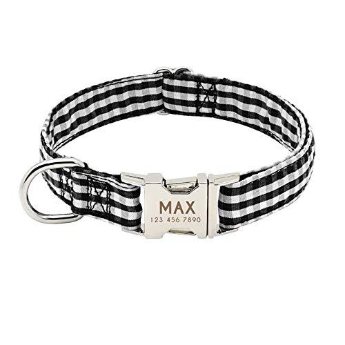 Collar de perro de perro de nylon collar collar Identificación Personazlied collares de perro personalizada tela escocesa del animal doméstico for los pequeños perros medianos gratuito Grabado Nombre