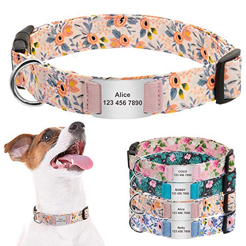 Collar de perro personalizado Collar de perro de mascota personalizado Collar de nylon impreso personalizado Collar de identificación de perro Collares grabados para perros pequeños medianos gr
