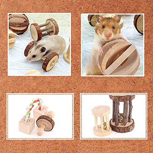 Conejo Chew Toy Pack-7 Conejillo de Indias Chinchila Hámster Cachorro Cuidado de los Dientes Mordida Bola Molar Madera Natural