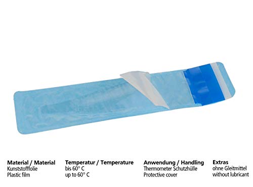 Conjunto de termómetro de fiebre digital para animales con punta flexible y 100 piezas de cubiertas protectoras con lubricanteTermómetro a prueba de agua, pitido y función de memoria.Termómetro para animales.