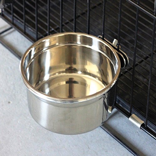 Cuenco de agua de acero inoxidable para mascotas, jaulas de pájaros, perro, gato, loro, pájaros, conejo, mascota