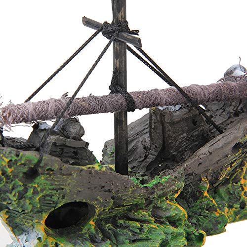 Depory - Decoración de Barco Pirata para Acuario, paisajismo, pecera de Cristal, decoración pequeña para Barco, 13 x 5 x 10 cm