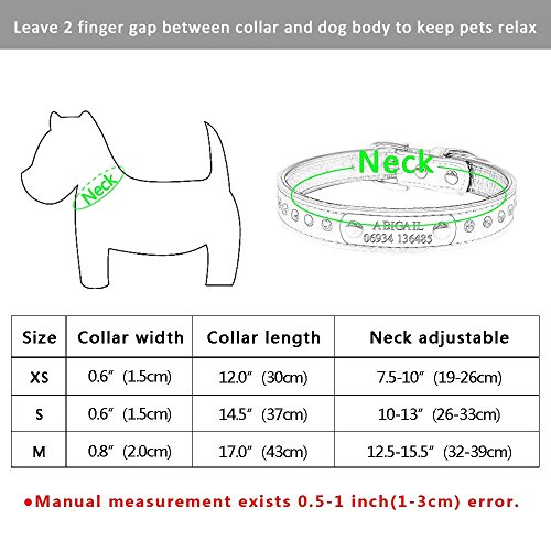 Didog - Collar para perro con placa de identificación, con brillantes, diseño de diamantes de imitación, para perros pequeños y medianos