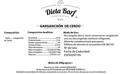 Dieta Barf Garganchón de Cerdo 9kg.