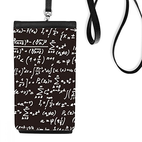 DIYthinker Resumir fórmulas matemáticas Ciencia Cálculo Pintado la Figura del palillo de Cuero de imitación Smartphone Colgando el Monedero del Regalo Monedero Negro teléfono