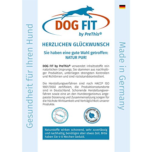 DOG FIT by PreThis® Shine para Perros | Pelaje de Perro Brillante y Piel Sana | para caspa, picazón e inflamación | Aceites Omega-3-6-9 | ¡Certificado ISO!