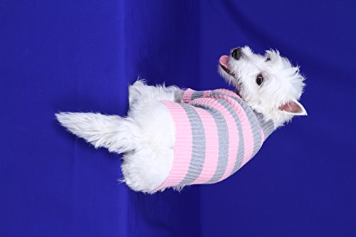 Doggy Dolly W051 – Jersey de Punto para Perros, Color Rosa y Blanco Rayas