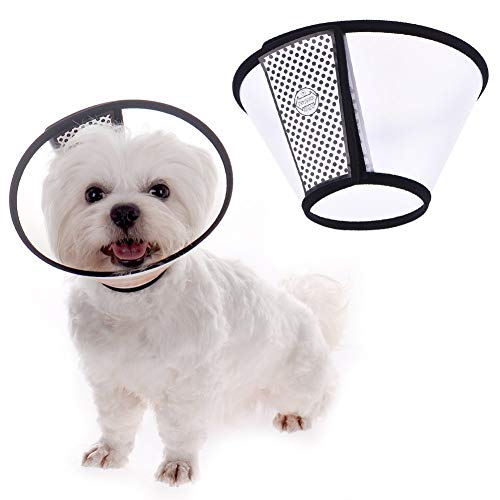 Ducomi Elizabethan - Collar Protector Ajustable para Perros y Gatos - Cono Anti-Mordeduras - Ayuda a Acelerar la Curación de Heridas en Tus Mascotas Luego de una Intervención Médica (XS: 15-17 cm)