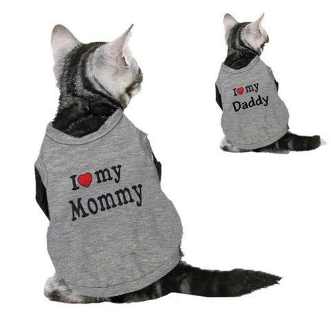 Ducomi® Pets Love - Camiseta para Perro y Gato de Algodón (M, I Love my Mommy)
