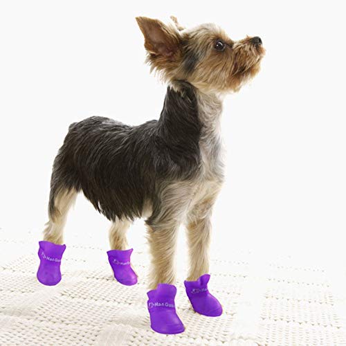 Ducomi Zampette - Zapatillas Impermeables para Perros - Cómodas y Fáciles de Poner - Protegen Las Patas de tu Mascota - Reducen el Riesgo de Infecciones en Caso de Heridas (S, Morado)