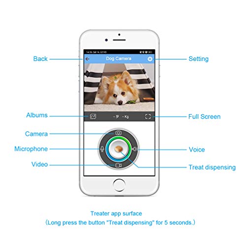 EMGOD Dog Treat Cámara Dispensador, Cámaras Pet para Perros Y Gatos, Control App WiFi Full HD De Vídeo con Audio De 2 Vías 165 ° Full-Sala De Visión Nocturna (Compatible con Alexa)