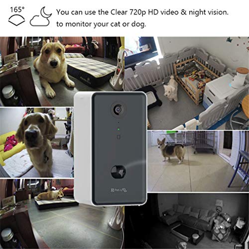 EMGOD Dog Treat Cámara Dispensador, Cámaras Pet para Perros Y Gatos, Control App WiFi Full HD De Vídeo con Audio De 2 Vías 165 ° Full-Sala De Visión Nocturna (Compatible con Alexa)