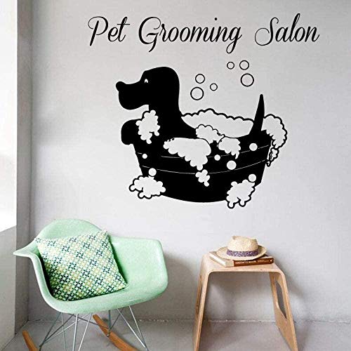 Etiqueta de la pared de PVC de alta calidad extraíble, peluquería para mascotas, salón para perros, baño para mascotas, peluquería para mascotas, pegatina para ventana de pared, 68x57 cm