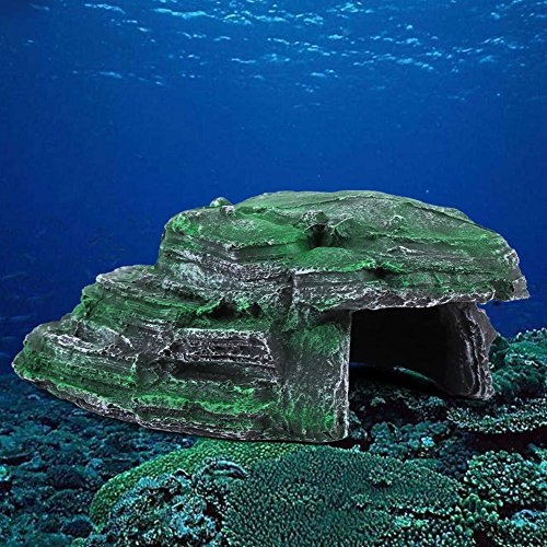 Fdit Isla Flotante Tortuga Reptil Plataforma de Escalada para Tomar Sol Terrazas Cueva de Acuario Ocultar Resina para Peces Repetidos