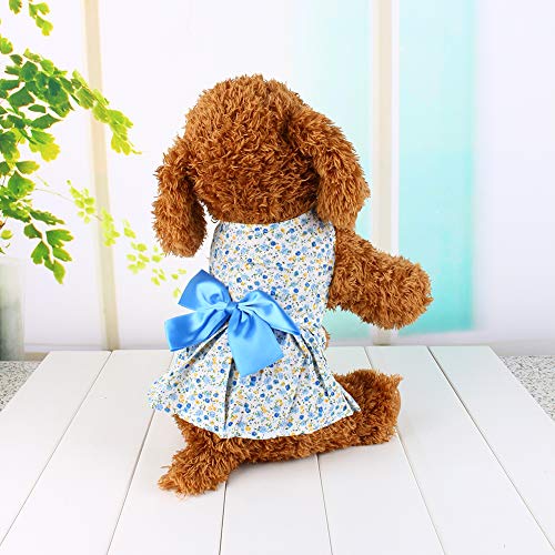Fdit Lindo Perro Gato Camiseta Mascota Cachorro Perro Disfraz Ropa Verano tutú Vestido Falda de Encaje Perro Vestido Azul