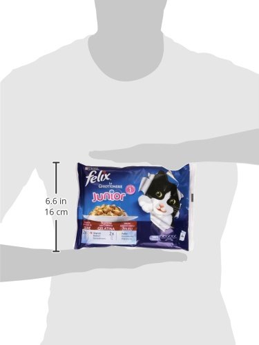 Felix – Le ghittonerie Junior, selezioni con Cortar chuletas de gelatina, Manzo Y Pollo – 5 Paquetes de 4 Unidades de 100 g [20 Unidades, 2 kg]