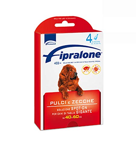 Fipralone, Spot On Pipetas anti pulgas y garrapatas para perros gigantes, 4 pipetas