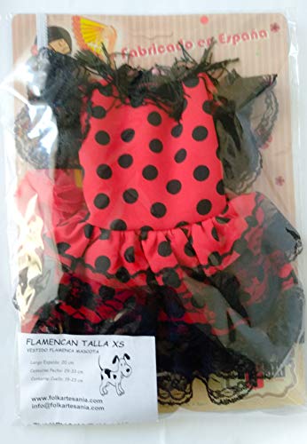 Folk Artesanía Vestido para Mascotas Flamenca o andaluza Lunares. Ideal para tu Perro. Fabricado en España (XS)