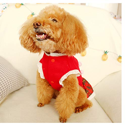 FORMEG Ropa De Perro Mascotas Ropa Vestidos   para Perros Pequeños Bola A Cuadros Trajes De Perros Navideños Rojos Ropa De Navidad para Perros Mascotas Pequeñas Chihuahua