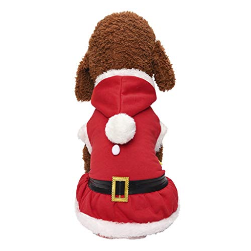 Fossrn Disfraz Navidad Ropa Perro Invierno Abrigo con Capucha para Mascota CachorroChihuahua Yorkshire