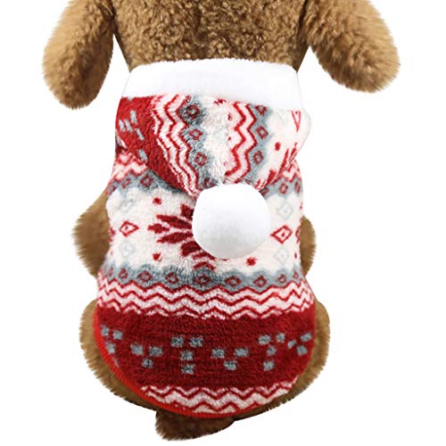 Fossrn Disfraz Navidad Ropa Perro Pequeño Invierno Franela Sudadera con Capucha Abrigo Jersey para Mascota Chihuahua Yorkshire Cachorro