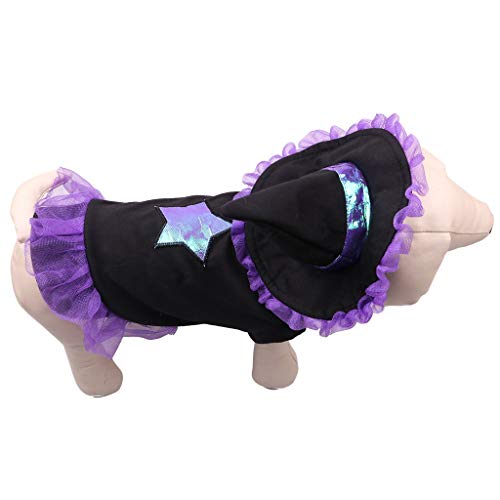 Fossrn Perro Halloween Disfraz Bruja Vestido Tops + Sombrero - Ropa para Mascota Gato Cachorros Chihuahua Yorkshire