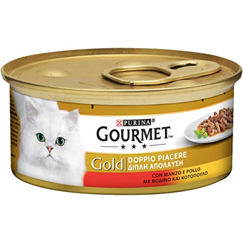 Gourmet Gold Alimento para el Gato Doble Piacere con Manzo Y Pollo, 85 g – Pack de 24 Unidades