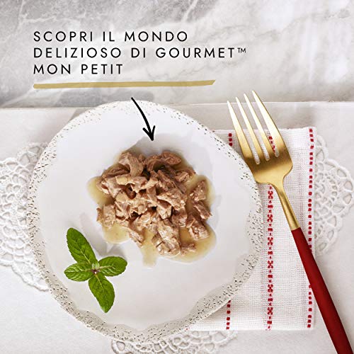 Gourmet Mon Petit Alimento para el Gato, deliziose Recetas con Cortar chuletas, con Manzo, Fegato y Caza, Pack de 6 Unidades x 50 g