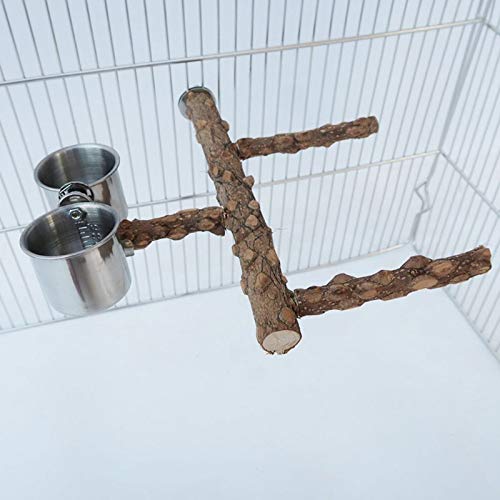 GSDJU Juguetes,Parrot Perch Nature Wood Prickly Bird Stand Taza de alimentación Grinding Stick Platform