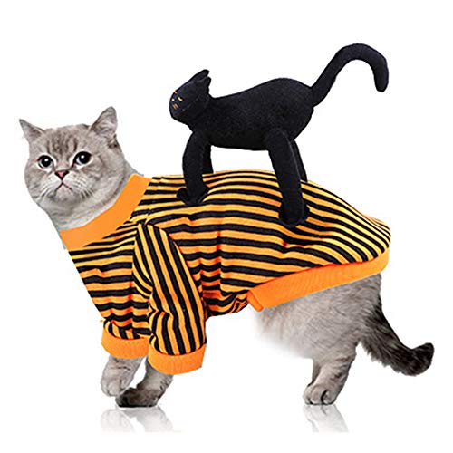 Halloween Ropa Perro Gato Invierno Calentar, Morbuy Mascota Cosplay Fiesta Disfraces Sudaderas Suéter Vestido para pequeños Animal Accesorios para el Pelo (L,Raya)