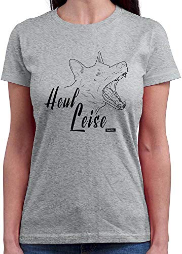 Hariz – Camiseta para mujer, cuello redondo, hipopótamo, silenciosa, malinois, perro, mascota, Plus tarjeta de regalo gris M