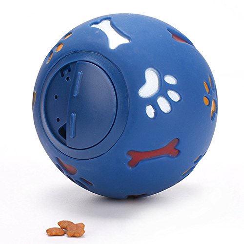 HHSM Juguete para Perros Pelota de Goma Dispensador de masticación Fuga Alimento Bola de Juego Interactivo Mascota Dental Dentición Entrenamiento Juguete Azul Rojo 7.5cm / 2.95 ''