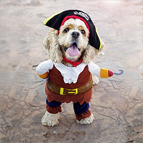 Hillento Traje de Mascota, Divertido Perro Mascota Gato Ropa de Pirata Traje de Suite para Halloween Navidad Vestido de Fiesta Cosplay, Ropa de Fiesta Ropa para Gato Perro