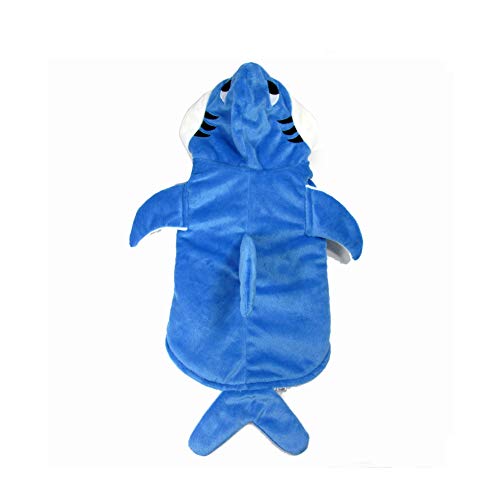 HONGBI Ropa de Mascota Perros Disfraces de Sudadera Dibujos Animados Tiburón con Capucha Abrigo para Perros Gato Ropa de Capucha Abrigo Azul XS