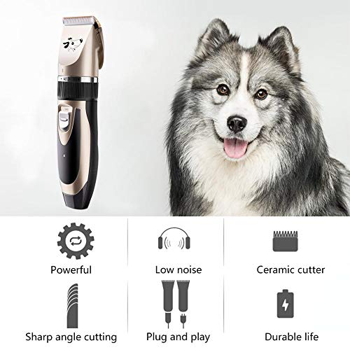 hook.s Kit de podadoras para peluquería Canina, Recortadora de Pelo para Mascotas silenciosa y Recargable, Juego de podadoras para podadores de Pelo Grueso para Mascotas, Mejor afeitadora para Perros